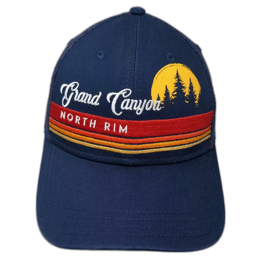 Hat Graphix 360 Trucker Hat Blue Red OS Grand Canyon North Rim Embroidered